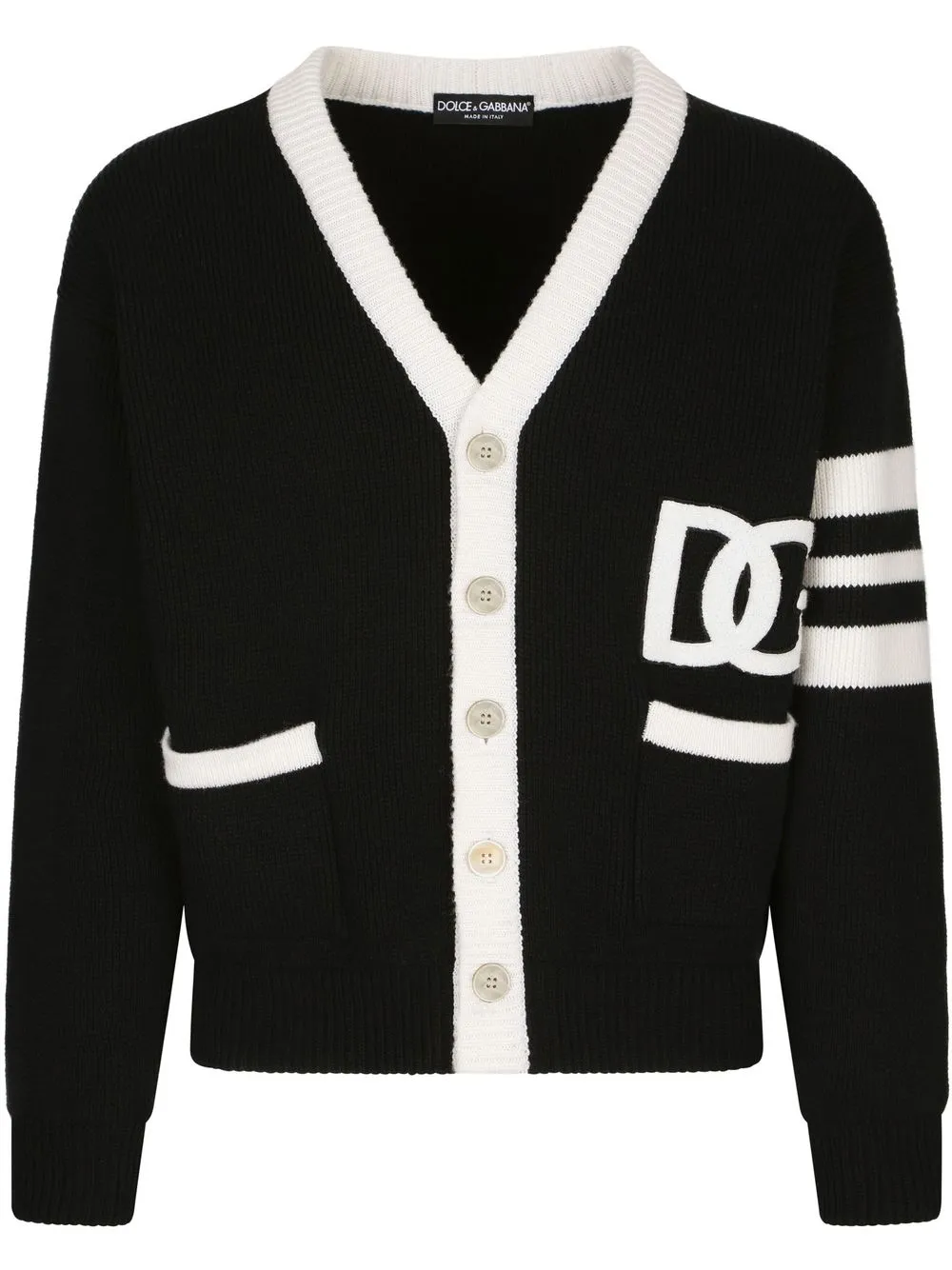 Picture of Dolce & Gabbana DG-logo fisherman's-knit cardigan